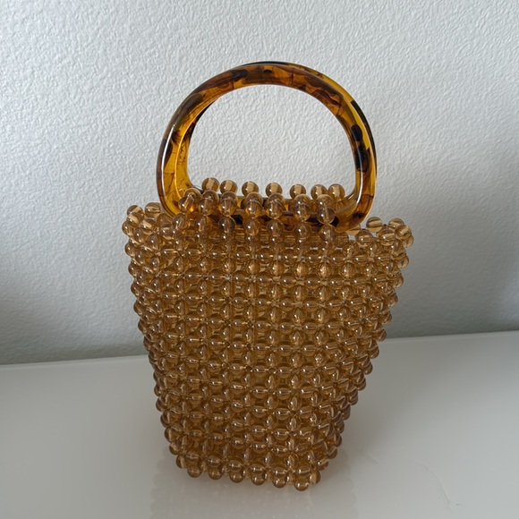 Honey Colored Beaded Acrylic Handmade Handbag - Picture 2 of 10